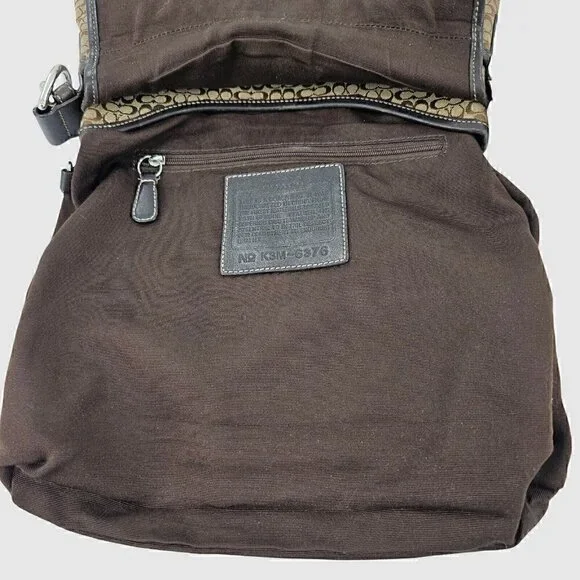 COACH 6376 Soho Brown Signature Monogram Logo Jacquard Leather Shoulder Bag - Picture 10 of 12